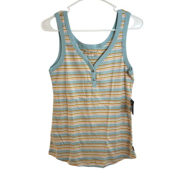 Eddie Bauer Favorite Henley Tank Retro Button Top Womens Size Medium Glacier - Picture 1 of 4